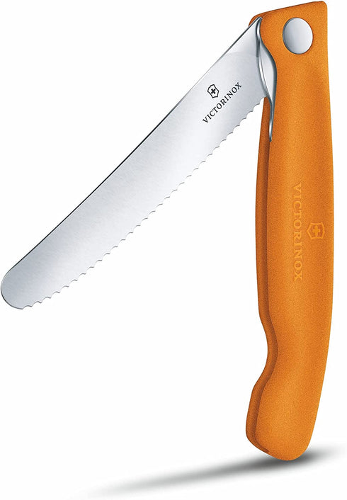 Victorinox Swiss Classic Classic Foldable Paring Knife, Wavy Edge Orange 4.3 in