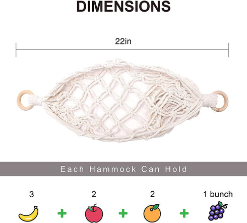 DEWECHO Macrame Fruit Hammock Under Cabinet - Banana Hammock for Boho Kitchen Decor - Hanging Fruit Hammock to Store All Your Produce in Small Places - Kitchen Storage Ideas also for RV