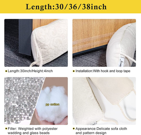 fowong 36 Inch Under Door Noise Stopper, Door Draft Blocker Heavy Duty Seal Guard Door Bottom Weather Stripping Saving Energy (Beige)