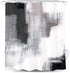 Miyotaa Black White Gray Shower Curtain Set 60Wx71H Inches Abstract Art Painting Ombre Brush Strokes Contemporary Polyester Waterproof Cloth Bathroom Curtain with 12 Hooks