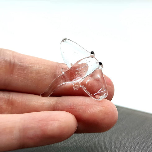 Sansukjai Rare Manta Ray Tiny Crystal Figurines Hand Blown Clear Glass Art Sea Animals Collectible Gift Home Decor (N)
