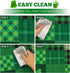 St. Patricks Day Tablecloth, Green Lucky Shamrock Table Cloth, Buffalo Plaid Checkered Tablecloths, Four Leaf Clovers Waterproof Tablecloth Square for Dinner Party Decoration, 55 x 55 inch