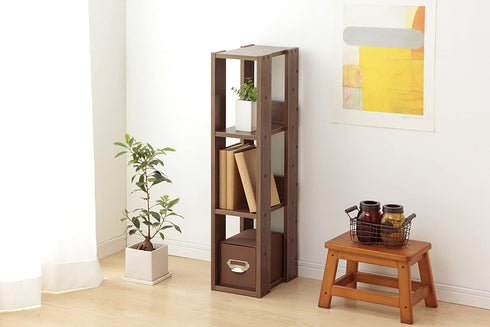 IRIS USA Rack 3-Shelf Open Wood Shelving Unit, Slim, Brown