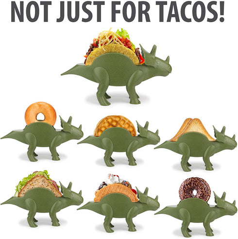 Funwares TriceraTaco Holder Ultimate Dinosaur Taco Stand, Holds 2, Green