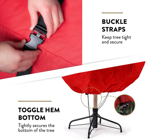 Upright Tree Storage Bag for Christmas Trees of 7ft. Tall, Tree Bag Is Made Of Tear Proof 600D Oxford; Comes With Drawstring Hem, Zipper, And Carry Handles, Waterproof Material Protects From Dust & Moisture