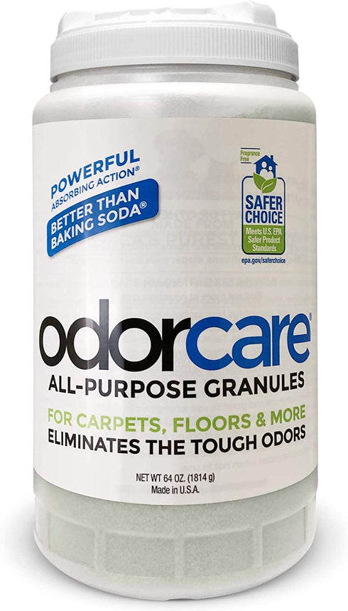 odorcare All-Purpose Granules 64 oz. (Value Pack) for Carpets, Floors, Upholstery & More - The only EPA Safer Choice-Certified granular Home + Business + Pet Odor Eliminator
