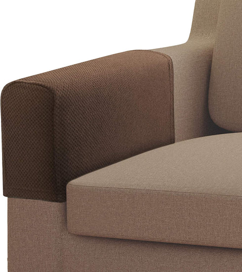 Zenna Home, Chocolate Pixel 2-Piece Stretch Furniture Arm Covers Armrest Protectors