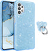GUAGUA Compatible with Samsung Galaxy A32 Case 5G Glitter Sparkle Bling Shiny Hybrid Cover for Girls Women with Extra Finger Ring Kickstand Shockproof Protective Phone Case for Samsung A32 Blue