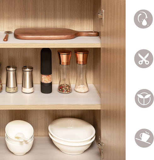 Rxemohesuoh Original Non-Slip Ribbed Drawer and Shelf Liner,Eco-Friendly Materials,Non Adhesive,Powerful Grip,Cuttable and Washable,17.5INx20FT Roll,for Drawers,Shelves,Cabinets,Tables,Kitchens,Clear