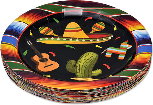 Fiesta Plates and Napkins for 24 Guests for Mexican Mayo Fiestas Dance Pinatas Mexico Taco Party Decorations Supplies 24 9" Dinner Plates 24 7" Dessert Plates 24 9 oz Cups and 50 Luncheon Napkins
