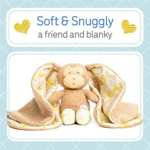 Snug Hugs Monkey Blanky, Stuffed Animal Lovey Blanket