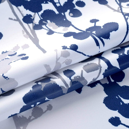 DriftAway Leah Abstract Floral Blossom Ink Painting Room Darkening Thermal Insulated Grommet Unlined Window Curtains 2 Panels Each Size 52 Inch by 84 Inch Navy Silver Gray