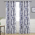 DriftAway Leah Abstract Floral Blossom Ink Painting Room Darkening Thermal Insulated Grommet Unlined Window Curtains 2 Panels Each Size 52 Inch by 84 Inch Navy Silver Gray