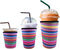 3 Pack Reusable Iced Coffee Sleeve | Insulator Cup Sleeve for Cold Drinks Beverages | Neoprene Cup Holder | Ideal for Starbucks, Dunkin Donuts & More (Rainbow)