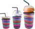 3 Pack Reusable Iced Coffee Sleeve | Insulator Cup Sleeve for Cold Drinks Beverages | Neoprene Cup Holder | Ideal for Starbucks, Dunkin Donuts & More (Rainbow)