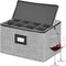 Stemware Storage Box,China Storage Containers Chest Boxes Holds 12 Wine Glass or Crystal Glassware with Lable Window and Handles,Hard Shell and Stackable (Grey)