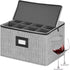 Stemware Storage Box,China Storage Containers Chest Boxes Holds 12 Wine Glass or Crystal Glassware with Lable Window and Handles,Hard Shell and Stackable (Grey)