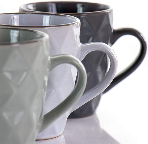 Elama Wave Series Mug Set, 12 oz, Assorted Grey 1