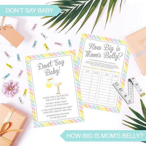 Baby Shower Bundle - 7 Fun Baby Shower Games (gender neutral party games pack for 1-20 guests - unisex/girls/boys)