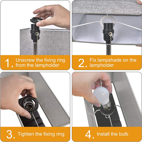 Table Lamp with USB Port, Bedside lamp for Bedroom Warm White Bulb Winshine 3 Phone Stands Grey Shade Modern Lamp with Dual USB Port, AC Outlet, Pull Chain Switch Ideal for Desk, Bedroom, Nightstand