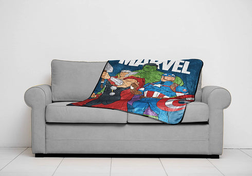 Marvel Avengers Brave & Bold Throw Blanket - Measures 46 x 60 inches, Kids Bedding Features Captain America, Thor, & Hulk - Fade Resistant Super Soft Fleece (Official Marvel Product)