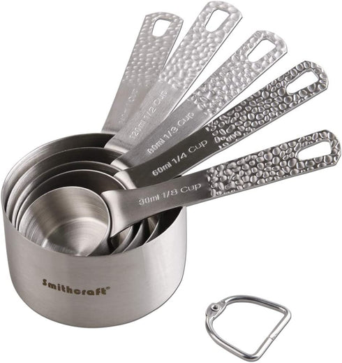 Smithcraft Lucky Plus 5pcs Stainless Steel Measuring Cups Set 18/8 (304) Steel Material Heavy Duty Measurer cups Color Silver (Siliver-5cups+1ring)