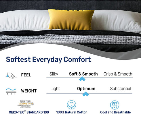 CALIFORNIA DESIGN DEN Soft & Silky 500 Thread Count 100% Cotton is Cool & Smooth, 2 White Standard Pillow Cases Fits Standard & Queen Pillows (Damask Stripe - Pure White)