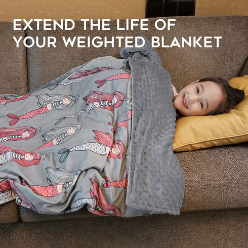 YnM Minky Duvet Cover for Weighted Blankets (36''x48'') - Mermaid Print