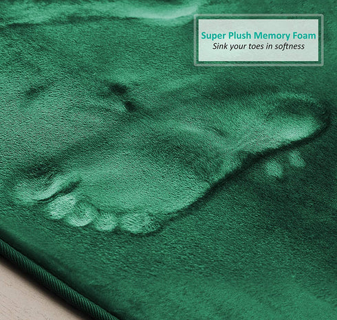 Clara Clark Bathroom Rugs, Ultra Soft Plush Bath Mat for Bathroom, Non-Slip, Velvet Memory Foam Set of 2 Bath Rugs, 17 x 24, Solid Hunter Green