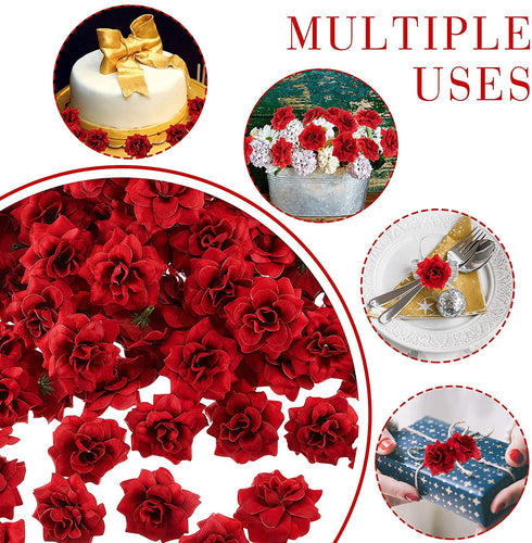 100 Pieces Artificial Roses Head Fake Silk Rose Head DIY Fake Roses Heads for Mother's Day Wedding Flower Wall DIY Crafts Bouquet Decoration (Dark Red,1.77 Inch)