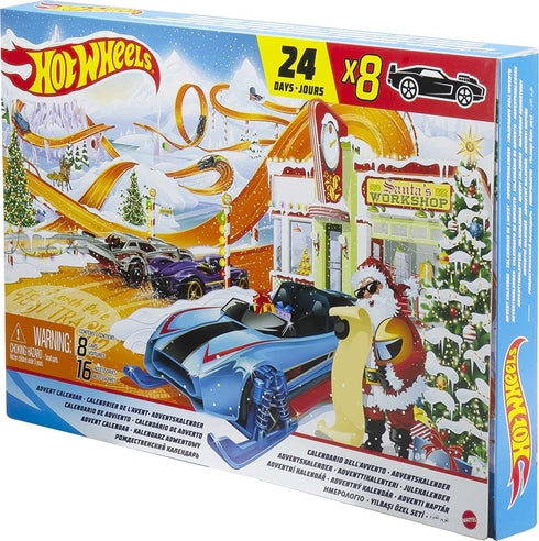 Hot Wheels 2021 Advent Calendar with 24 Surprises That Include 8 1:64 Scale Vehicles & Other Cool Accessories, Plus a Play Pane Mat, for Collectors & Kids 3 Years Old & Up