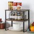 HAITRAL Set of 2 Cabinet Shelf Organizer, Wooden Kitchen Cabinet and Counter Shelf Organizer, Stackable & Expandable Kitchen Shelves Racks for Bathroom, Kitchen, Laundry Room, Rustic Brown/Black