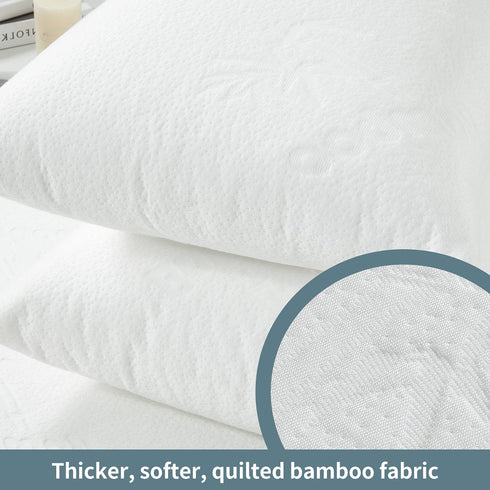 HOMBYS Bamboo Waterproof Pillow Protector with Zipper, Breathable Ultra Soft Zippered Pillow Cases Queen Size, White Pillow Covers Set of 2 for Summer, Hot Sleepers, Night Sweats