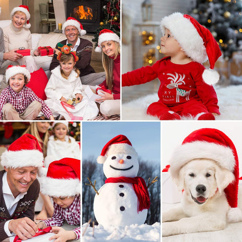 Christmas Hat, Santa Hat, Xmas Holiday Hat for Unisex Adults, Extra Thicken Classic Fur for Christmas New Year Festive Holiday Party Supplies