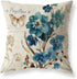Set of 4 Farmhouse Blue Flower Throw Pillow Covers 18x18 Inch Orchid Butterfly Cotton Linen Floral Cushion Case Outdoor Sofa Throw Pillows Cover for Couch Living Room Bed Indoors Home Decor
