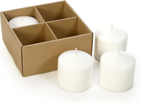 Hosley's Set of 4, 3 Inches High, White Unscented Pillar Candles