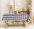 Wracra Checkered Tablecloth Cotton Linen Buffalo Plaid Rectangle Table Cloth Washable Wrinkle Free Anti-Fading Outdoor & Indoor Dining Table Cover, Navy Blue, 55 × 71 Inch