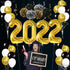 Gold 2022 Balloons Numbers Set - 40 Inch, Pompoms and Hanging Swirls | Black and Gold Graduation Decorations 2022 | Graduation Party Decorations 2022 | Class of 2022 Decorations, Graduation Balloons