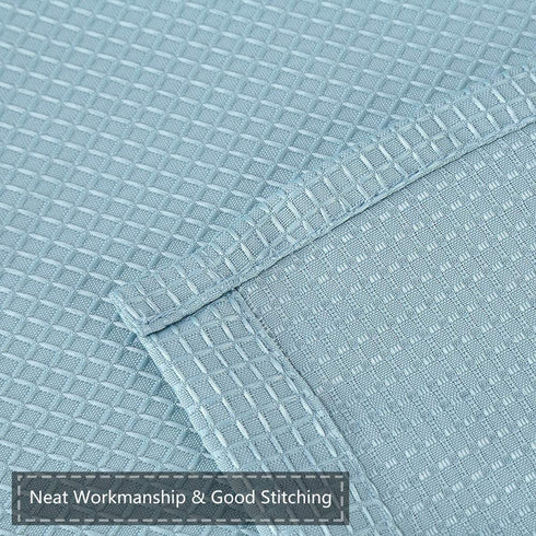 Extra Long Shower Curtain 96 Inch Length, Waffle Weave Polyester Fabric Shower Curtains for Bathroom Washable, Blue, 72x96 Inch