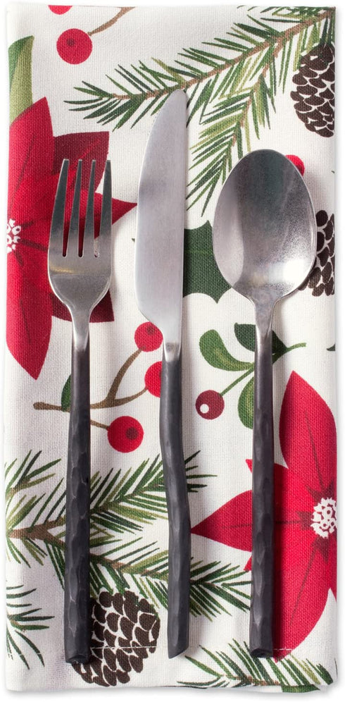 DII Woodland Christmas Tabletop Collection, Napkin Set, Poinsettia, 6 Piece