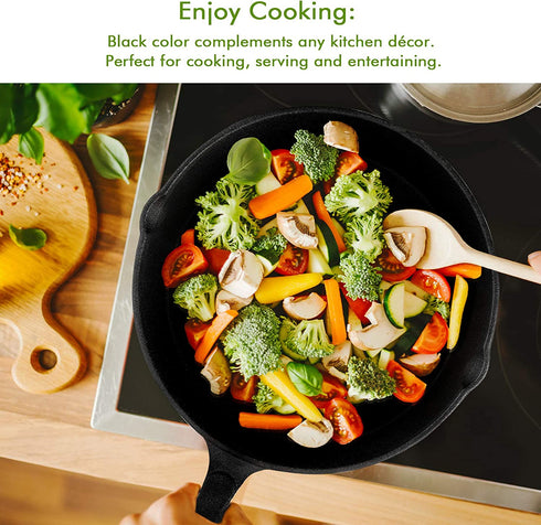 10 Inch Cast Iron Skillet Pan Small Frying Pan, Pre-Seasoned for Non-Stick Like Surface, Cookware Oven/Broiler/Grill Safe, Kitchen Deep Fryer, Restaurant Chef Quality