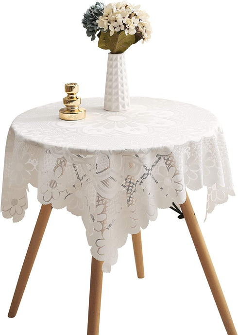 HOMECOOL Square Small Table Cloth - Ivory Crochet Tablecloth for Round Coffee Table 34 X 34 Inch - Sunflower