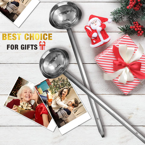 meekoo 3 Pieces Stainless Steel Ladle Soup Handle Ladle with Pouring Rim for Kitchen Cooking Soup Sauce (10 oz)