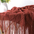 Walensee Throw Blanket for Couch, 50 x 60 Rust, Acrylic Knit Woven Summer Blanket, Lightweight Decorative Soft Nap Throw with Tassel for Chair Bed Sofa Travel Picnic, Suitable for All Seasons