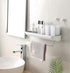 Shower Caddy Wall Mount with Towel Bar, Adhesive Bathroom Shelf Storage Organizer No Drilling Shower Shelf Kitchen Storage Basket Rack Shelves