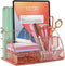 Rose Gold Desk Supplies Organizer, Multi-functional Mesh Desk Organizer with 6 Compartments & Desk Drawer Organizer for Office Supplies and Desk Accessories