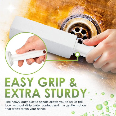 Powerstone Powerhouse Pumice Toilet Bowl Cleaning Stone with Handle (2-pack) Removes Stains, Limescale, Hard Water Rings, Calcium Buildup, Iron and Rust