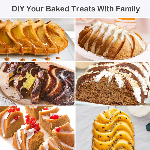 Silicone Bread Loaf Pan with Swirl Design, Chicrinum Food Grade Non-Stick Silicone Baking Mold for Homemade Bread, Cake, Metal Reinforced Frame Secure, BPA Free, Dishwasher Safe