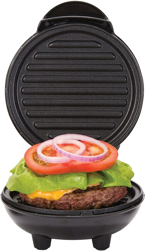 Dash Mini Maker Portable Grill Machine + Panini Press for Gourmet Burgers, Sandwiches, Chicken + Other On the Go Breakfast, Lunch, or Snacks with Recipe Guide - Black