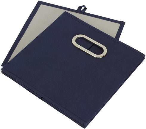 Household Essentials 81-1 Foldable Fabric Storage Bins | Set of 6 Cubby Cubes with Handles | Navy Blue, 6 lbs